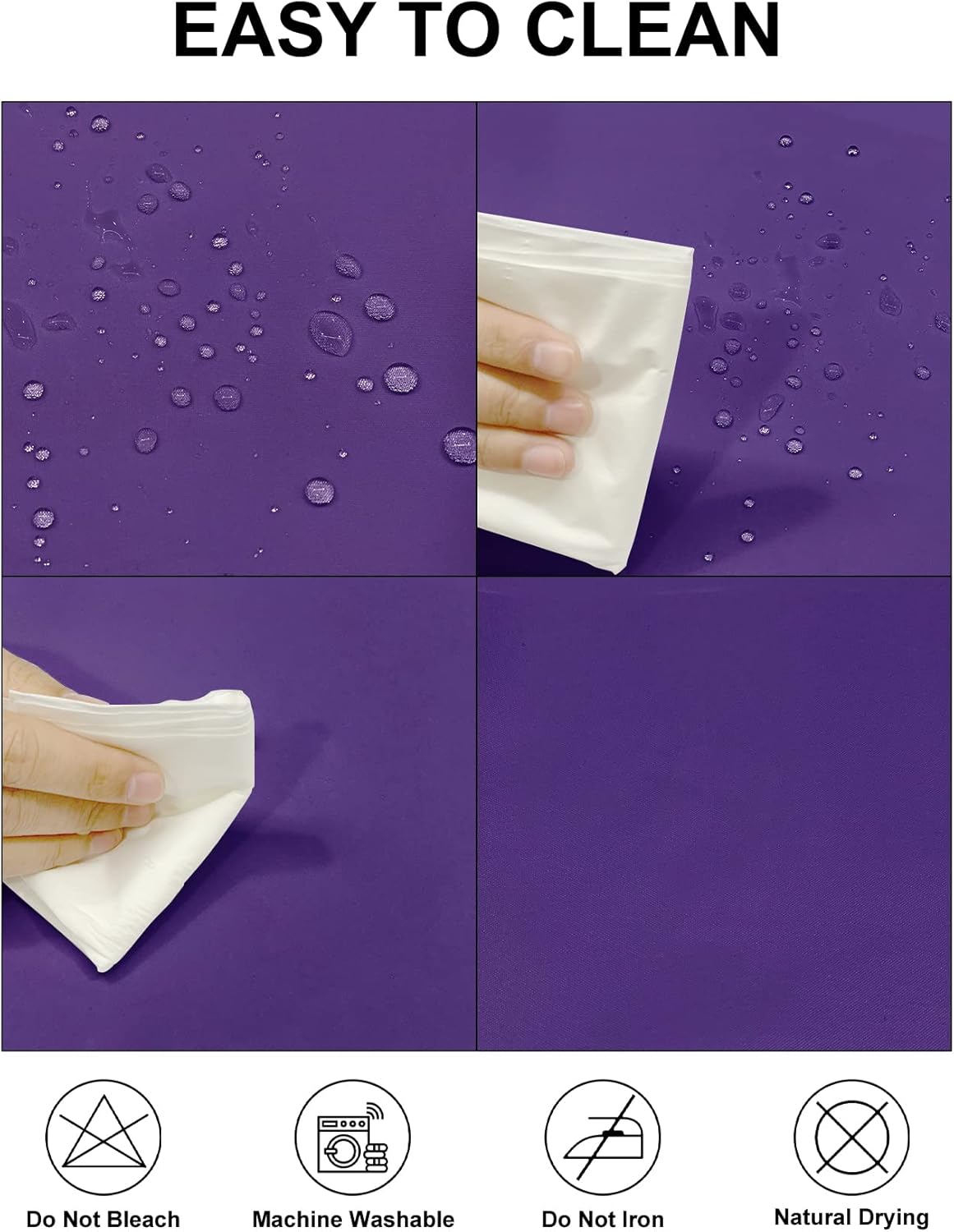 Fokitut 2 Pack Waterproof Round Tablecloth, 70 Inch, Stain Resistant and Wrinkle Polyester Table Cloth, Fabric Table Cover for Kitchen Dining, Wedding, Party, Holiday Dinner-Purple