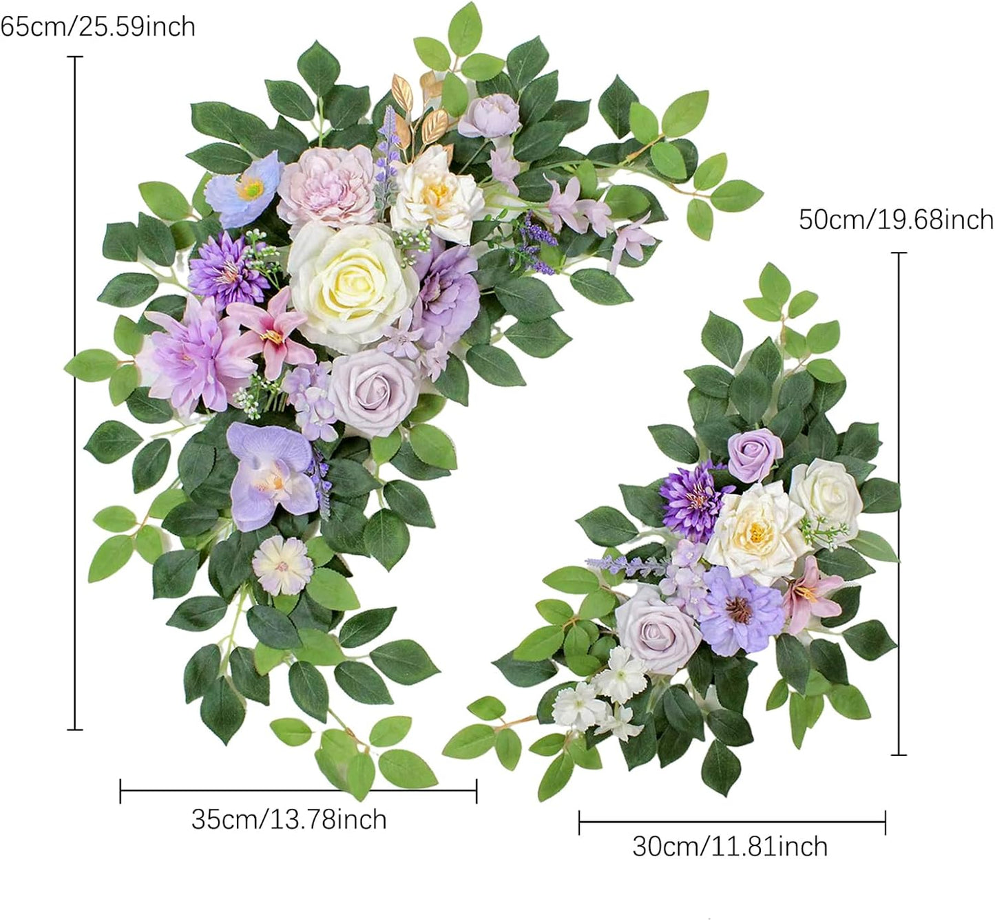 Pack of 2 Artificial Flowers for Backdrop Decoration, Wedding Arch Flowers,Reception Welcome Sign, Eucalyptus Garland, Suited to Aisle Decor and Wedding Arches（Purple）
