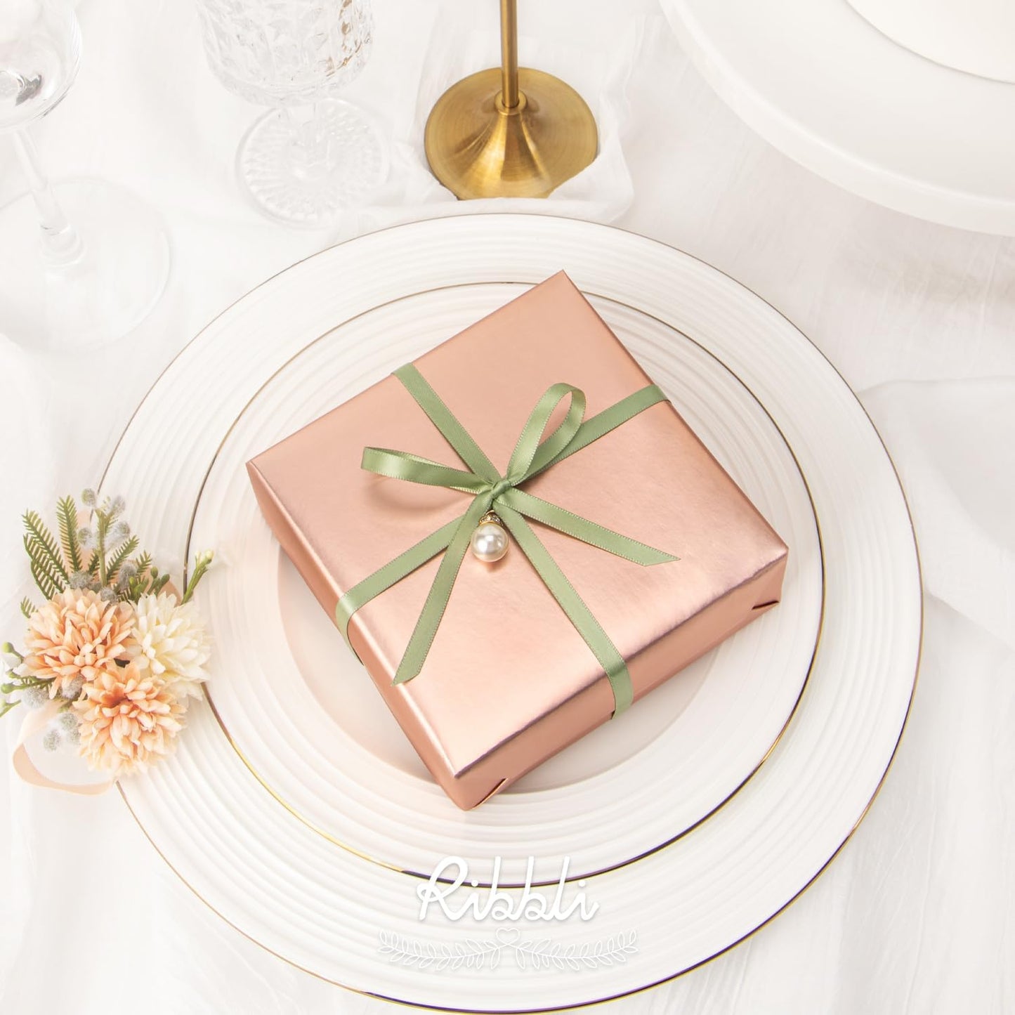 Ribbli Dusty Sage Satin Ribbon Double Faced Satin 1/4 Inch x Continuous 25 Yards-Sage Green Ribbon for Gift Wrapping Crafts Wedding Decoration Bows Bouquet Floral Arrangement