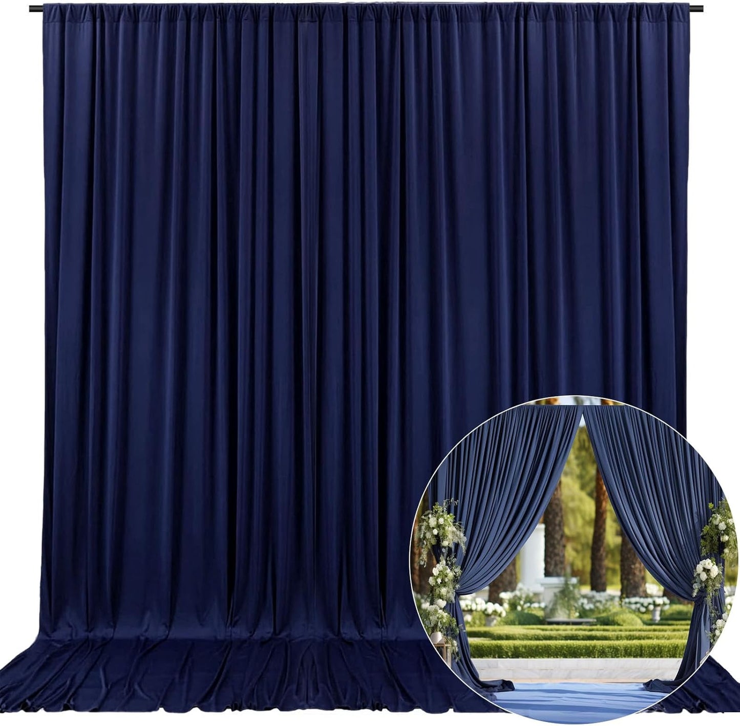 10 x 10 Feet Navy Blue Backdrop Curtain for Partie, Background Curtains for Photoshoot, Birthday, Wedding, Halloween, Thanksgiving, Christmas Day, New Year Party Decorations 5Ft x 10Ft, 2 Panels