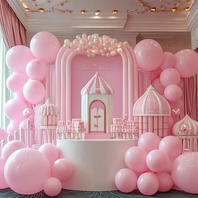 Pink Latex Balloons, 100pcs 12 inches Round Helium Light Pink Balloons for Birthday Baby Shower Wedding Valentine's Day Gender Reveal Birthday Party Decorations