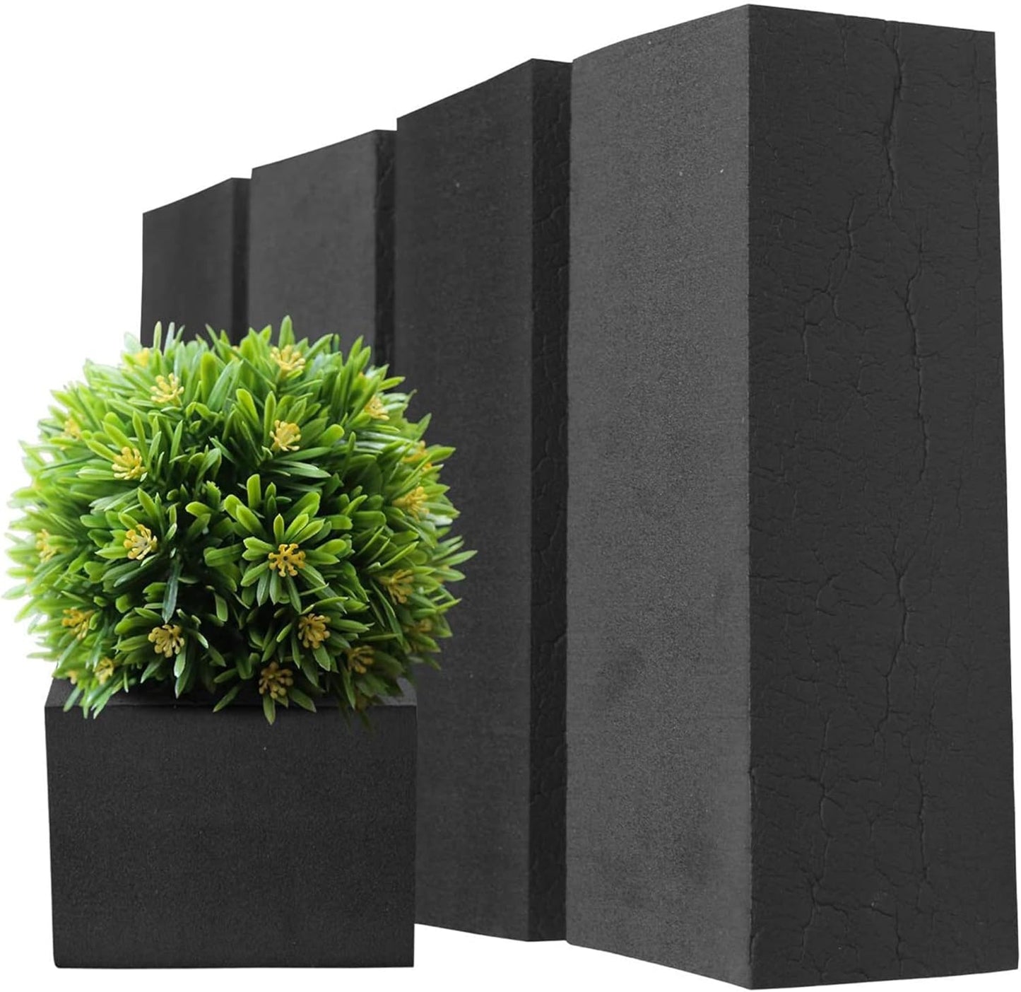 XCEL Floral Foam Blocks - Reusable, Weather Resistant Foam - Perfect for Fresh & Artificial Flower Arrangements, Crafts, Planter Boxes, Home Decor & More - 4-Pk, Black (9” x 3” x 3”)