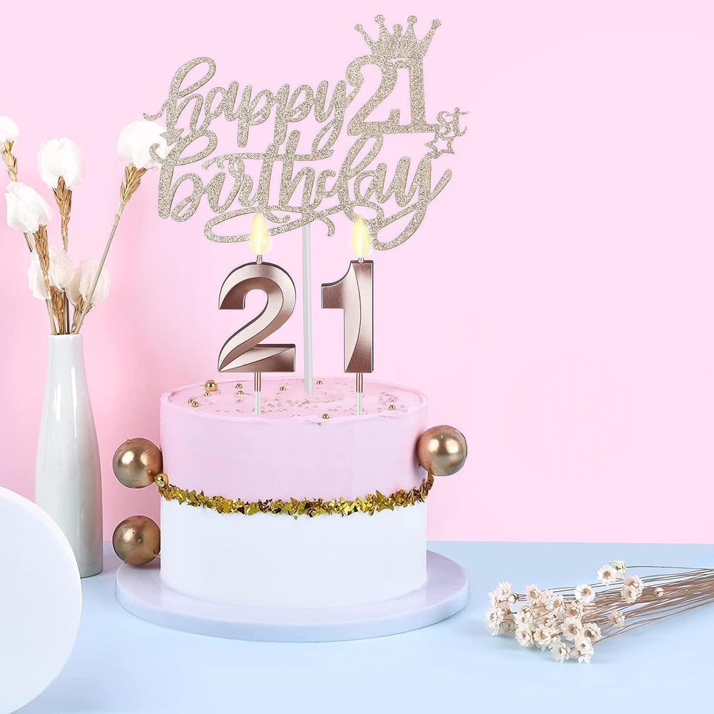 21st Birthday Decorations for Her, Including 21st Birthday Sash and Tiara, Cake Topper, Candles, 21 Year Old Gifts for Her