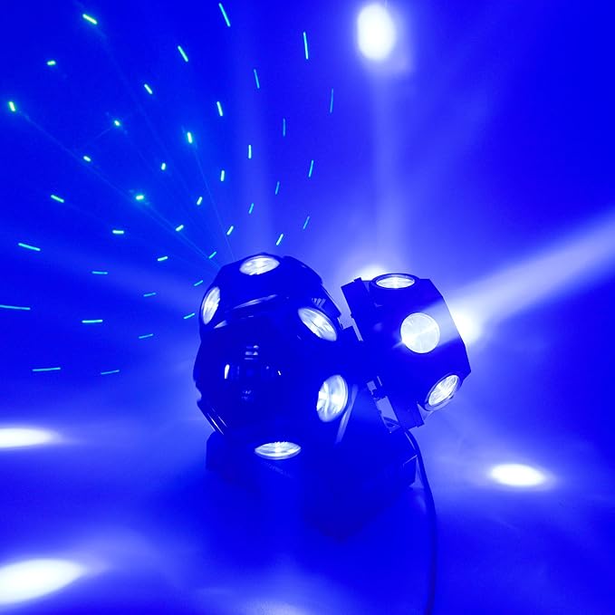 18LEDs Moving Head DJ Light Rotating Beam Lights Stage DJ Lighting Led Pinspot Uplighting Lights for Events Sound Activated Dmx512 Light for DJ KTV Disco Party Wedding Concert Festival