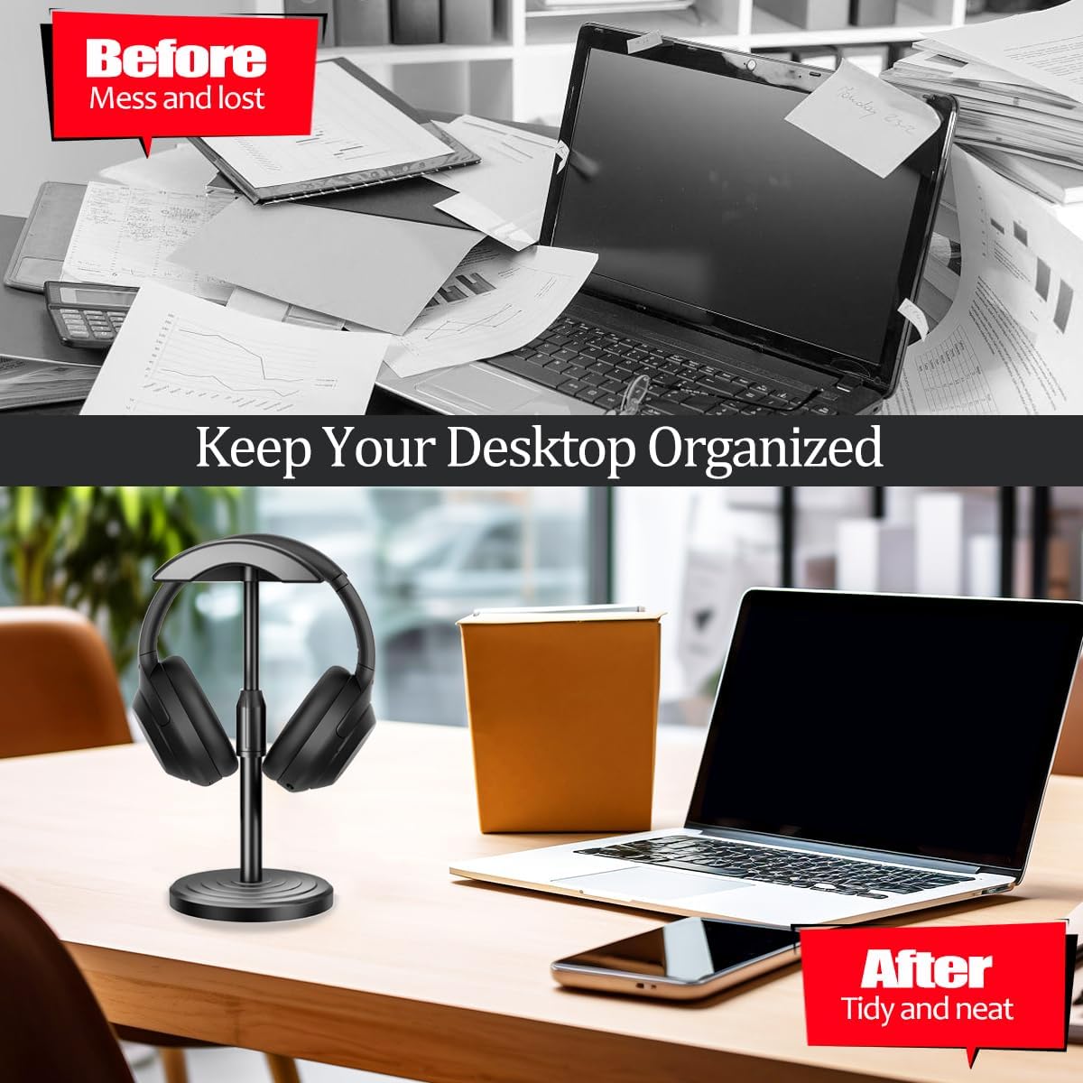 Headphone for Desk Hanger Holder Organizer Keeper Racks Storage Mount Gaming Headset Stand Premium Functional Craftmanship Headset Stand (Plastic)