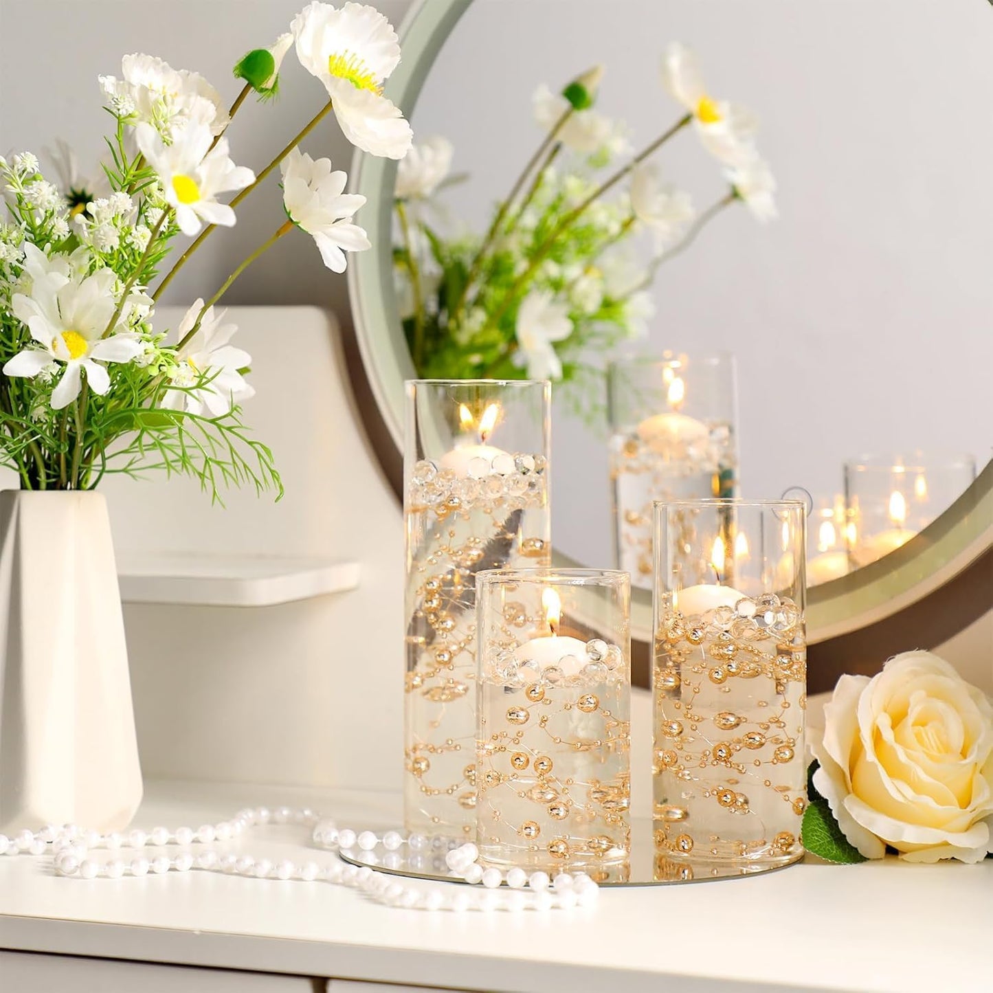 24 Pcs Thin Glass Cylinder Vases 2.5''/3.3'' Diameter 2mm Wall Thickness Clear Flowers Vase Hurricane Floating Candles Holders for Table Centerpieces Wedding Decor (2.5'' X 5'',6'',8'')