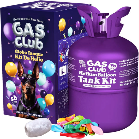13L Helium Tank for Balloons At Hom Tank Up To 50 Latex Balloons Helium Balloon Kit with 50 Latex Balloons and Ribbons