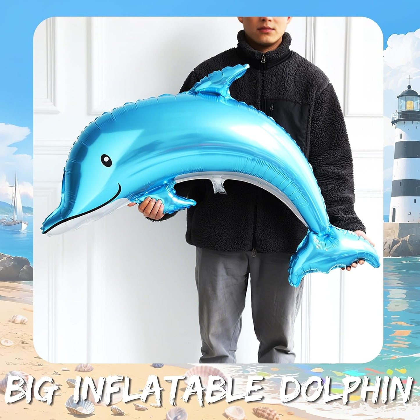 Nautical Balloon Arch Kit,154Pcs Navy Blue Sand White Gold Balloon Garland with Tropical Fish,Whale,Dolphin Foil Balloons for Sea Sailing Nautical Baby Shower Ocean Animals Birthday Party Decorations