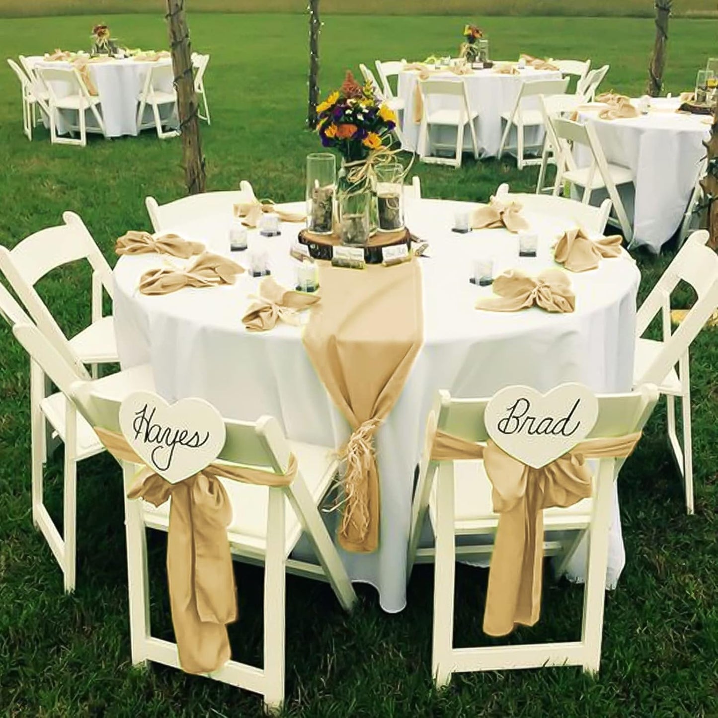 fani 120 PCS Champagne Satin Chair Sashes Bows Universal Chair Cover for Wedding Reception Restaurant Event Decoration Banquet,Party,Hotel Event Decorations (7 x 108 inch)