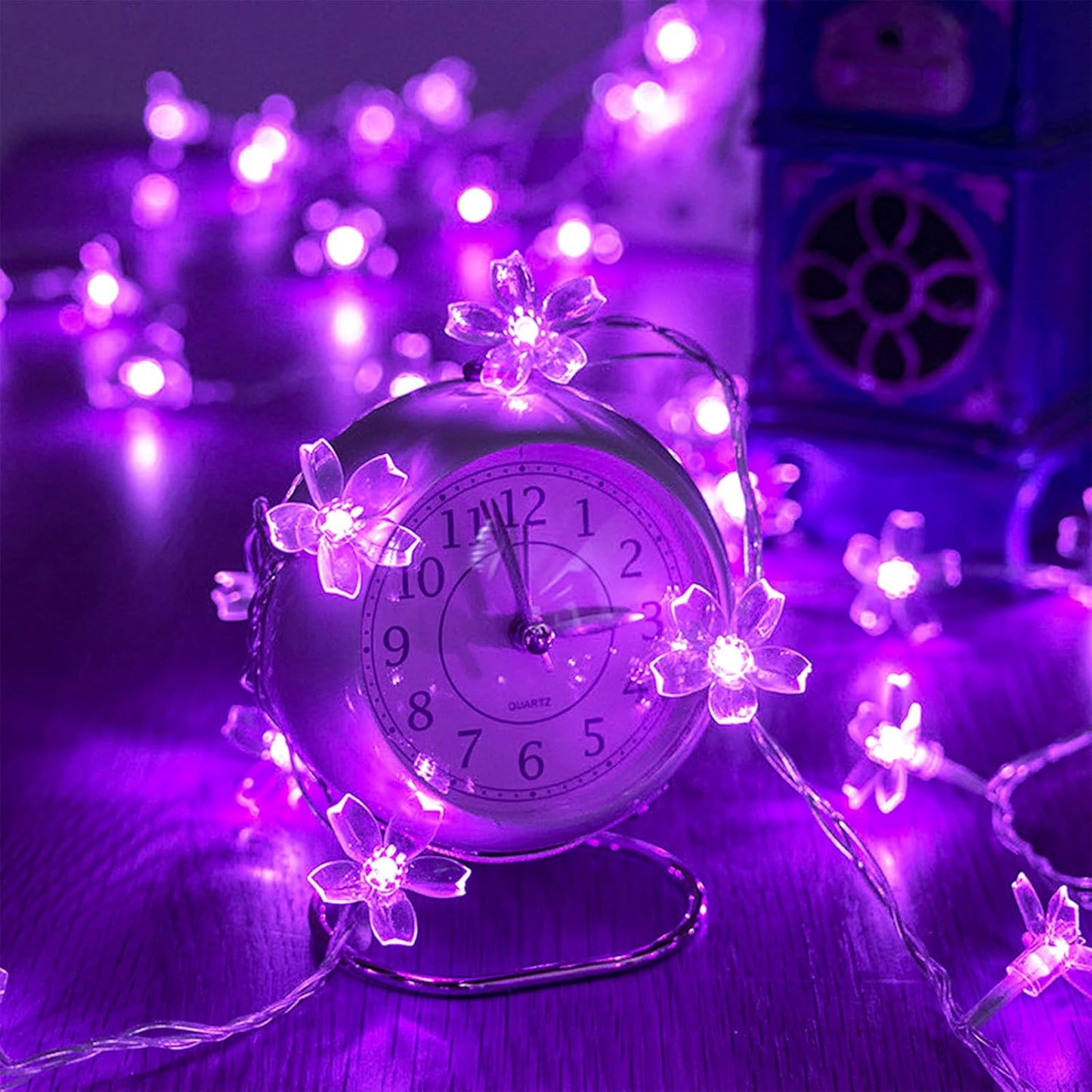 Cute Flower String Lights, USB & Battery Lighted Decorative Fairy Cherry Blossom Indoor Bedroom Tree Branches Hanging, Novelty Floral Lamp for Christmas Easter Wedding Party Birthday Decor (Purple)