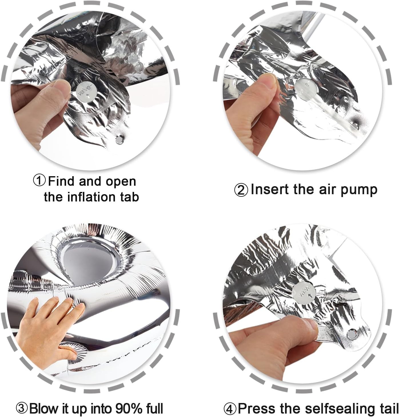 40 Inch Silver Large Number 4 Birthday Balloon, Giant Number Four 14 24 34 40 44 Balloons, Foil Mylar Big Balloons for Anniversary Graduation Supplies Decorations