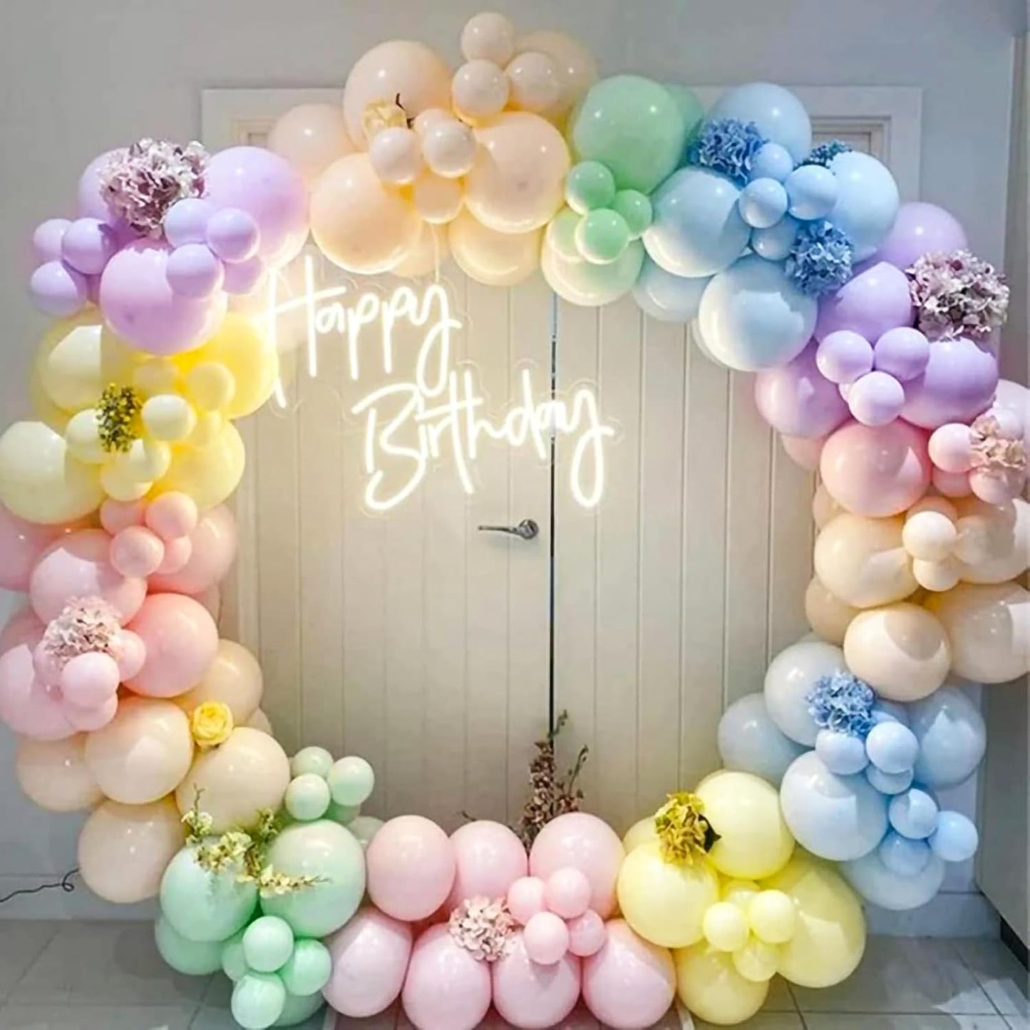 Netnology Pastel Balloons Set, 60Pcs 12 Inch Rainbow Macaron Pink Blue Purple Green Yellow Orange Colorful Latex Balloon for Birthday Baby Shower Bridal Shower Wedding Party Decorations