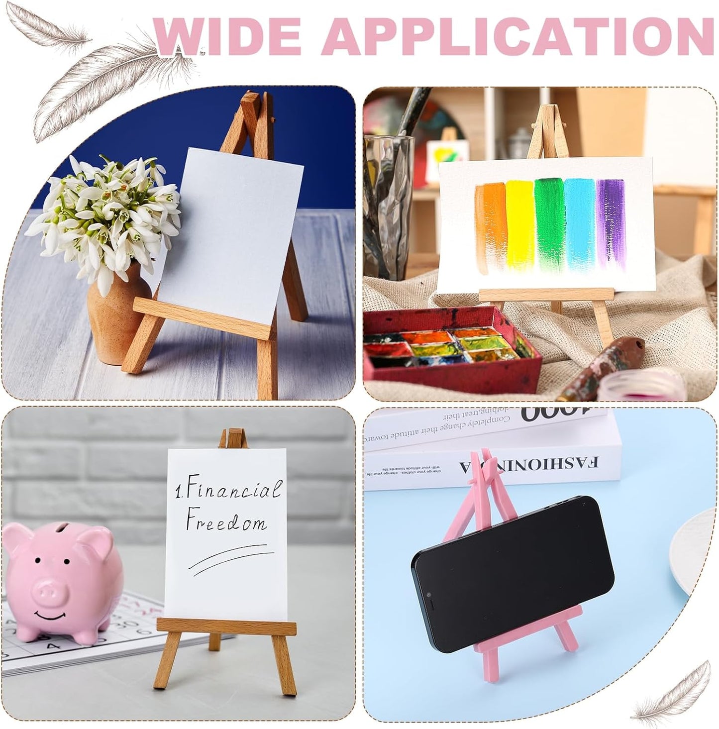 MECCANIXITY Mini Plastic Display Easels, 6.3"x3.4"A-Frame Plastic Painting Tabletop Easels Holder Stand for Photos Cards Artists Beginners Displaying Small Canvases Art(Pack of 12, Black)