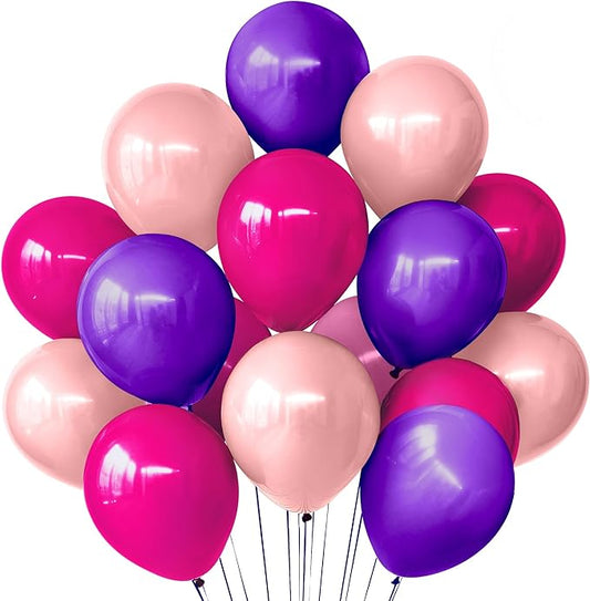 KatchOn, Pink and Purple Balloons - 12 Inch, Pack of 60 | Purple And Pink Balloons for Bridal Shower Decorations, Girl Baby Shower Decorations, Princess Party Decoration, Birthday Decor