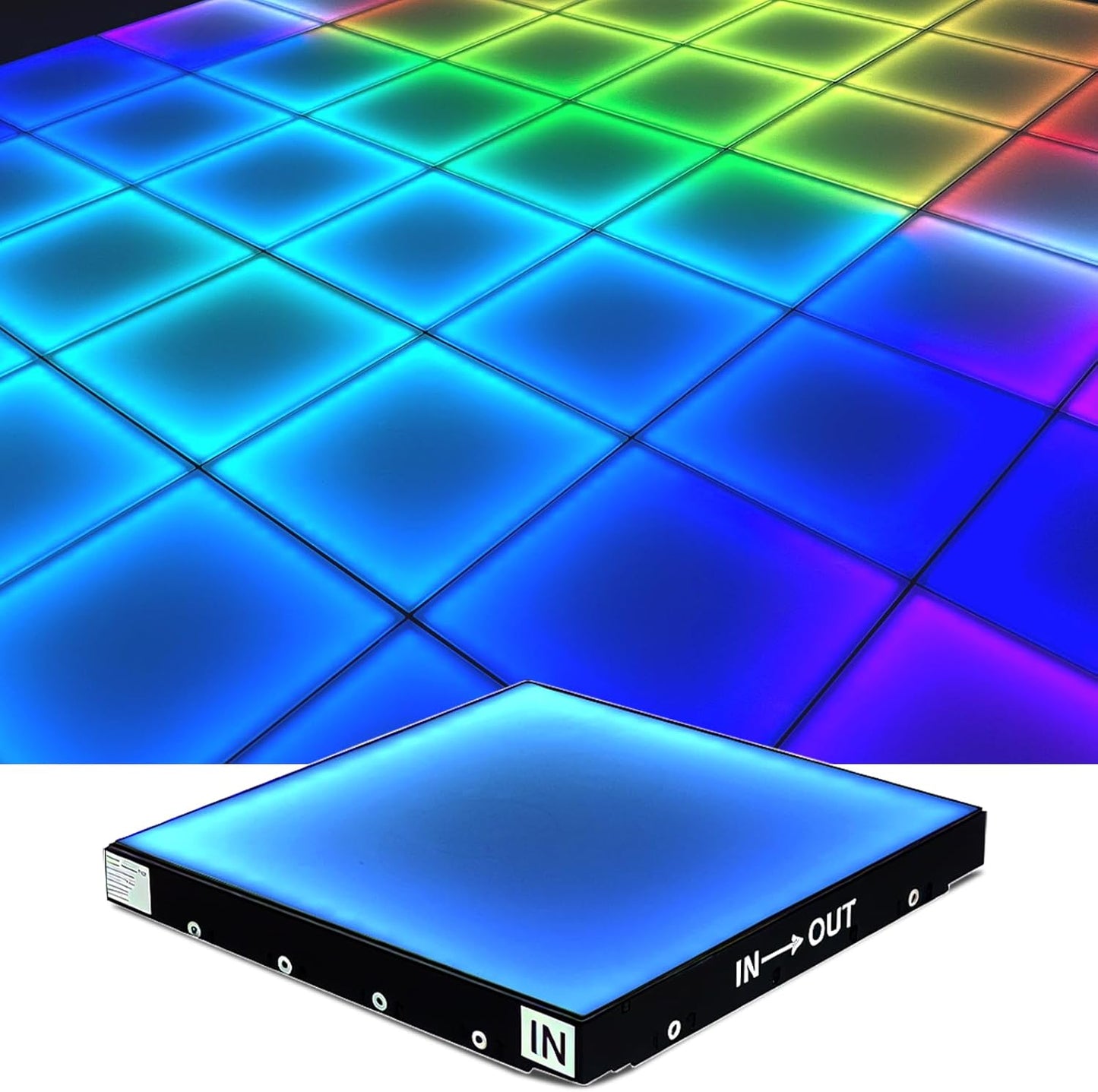 Dance Floor Stage Lights Tempered Glass Infinity Mirror Panel 3D Effect Led Dance Floor for Wedding Party Customizable (RGB-Magnetic, Customize)