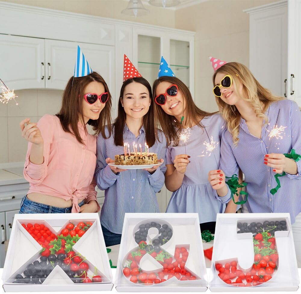 12" Fillable Cardboard Letter Charcuterie Gift Cupcake Box With Cover Sweets Packaging (J)