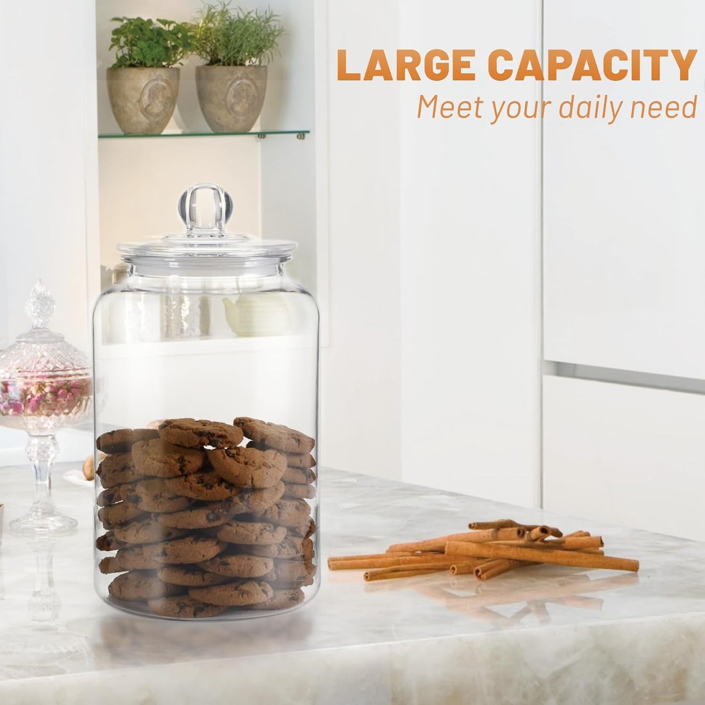 2 Pack 1 Gallon Plastic Cookie Jars, Unbreakable Apothecary Jars with Airtight Lids, Food Storage Canisters for Flour, Sugar, Candy