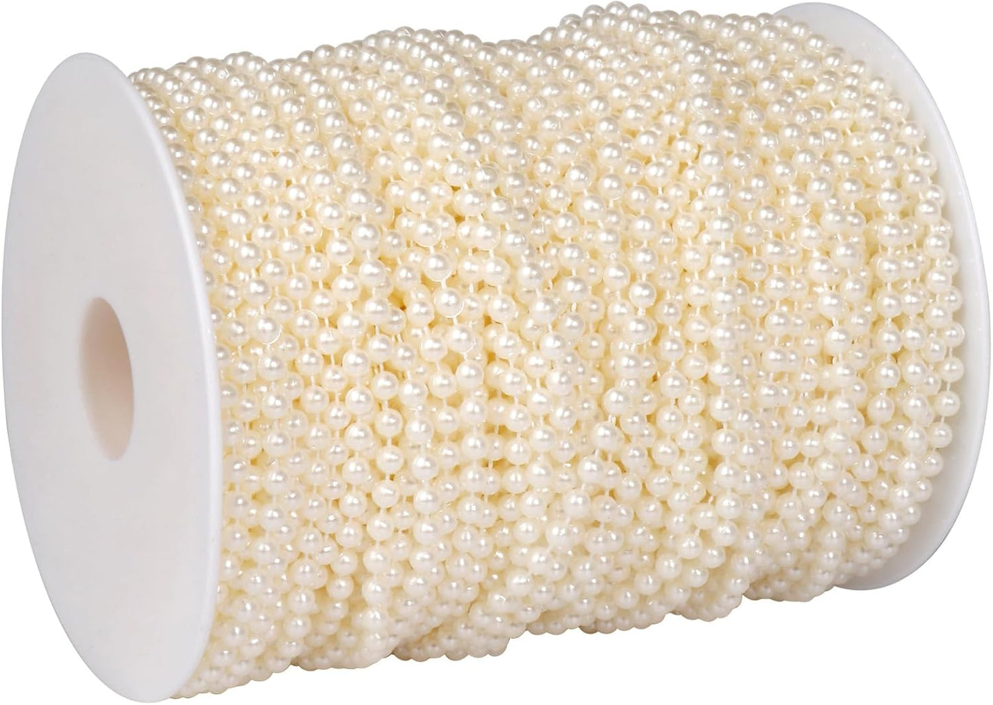 295 FT Pearl Beads Garland for Decoration, 3MM Craft Pearl Beads String Roll Spool for DIY Craft Wedding Party Christmas Tree Decoration