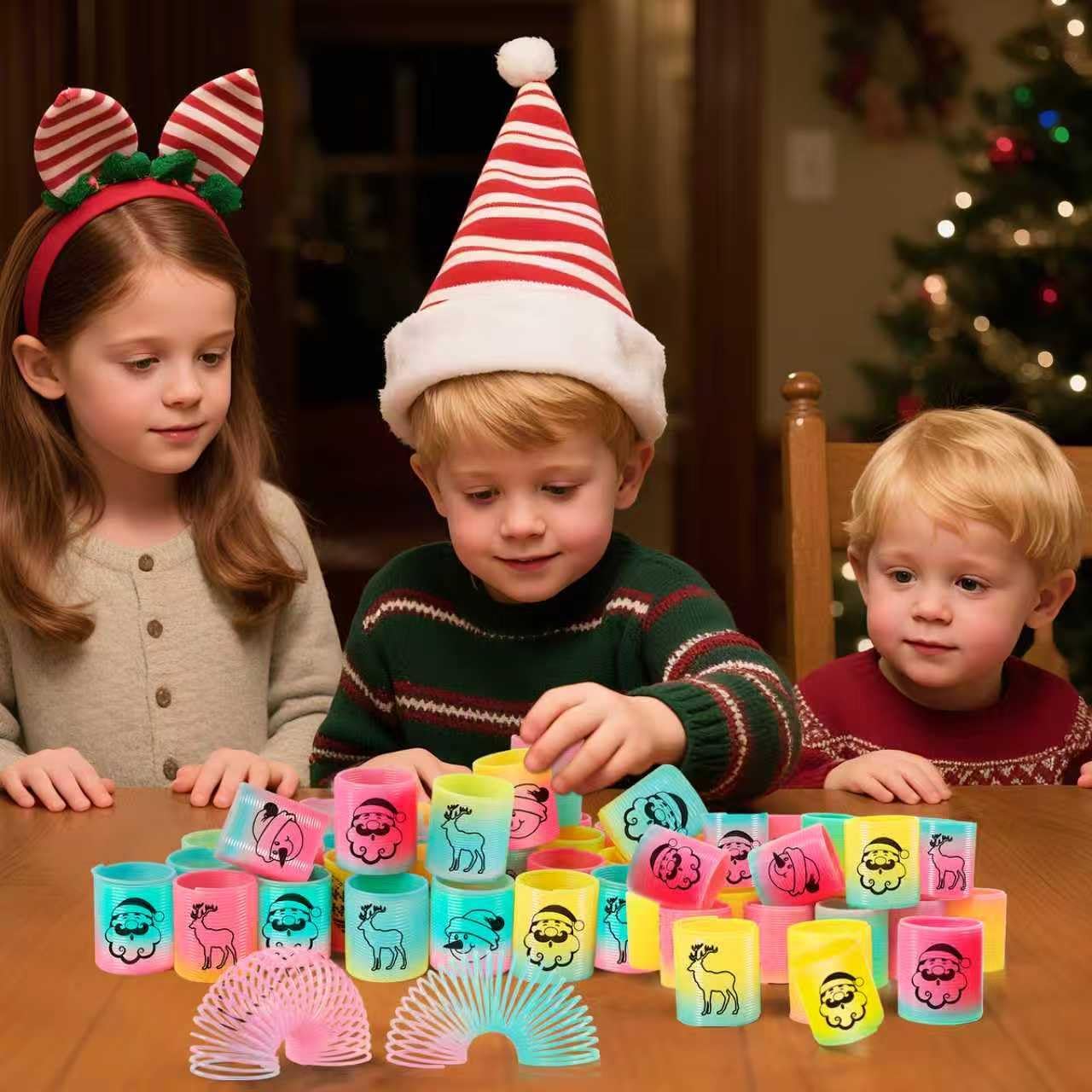 36 Packs Spring Rainbow Magic Fidget Stress Coil Mini Springs Bulk Toys Party Favor Birthday Carnival Prize Goodie Bag Stuffers for Kids Boys Girls (Christmas)