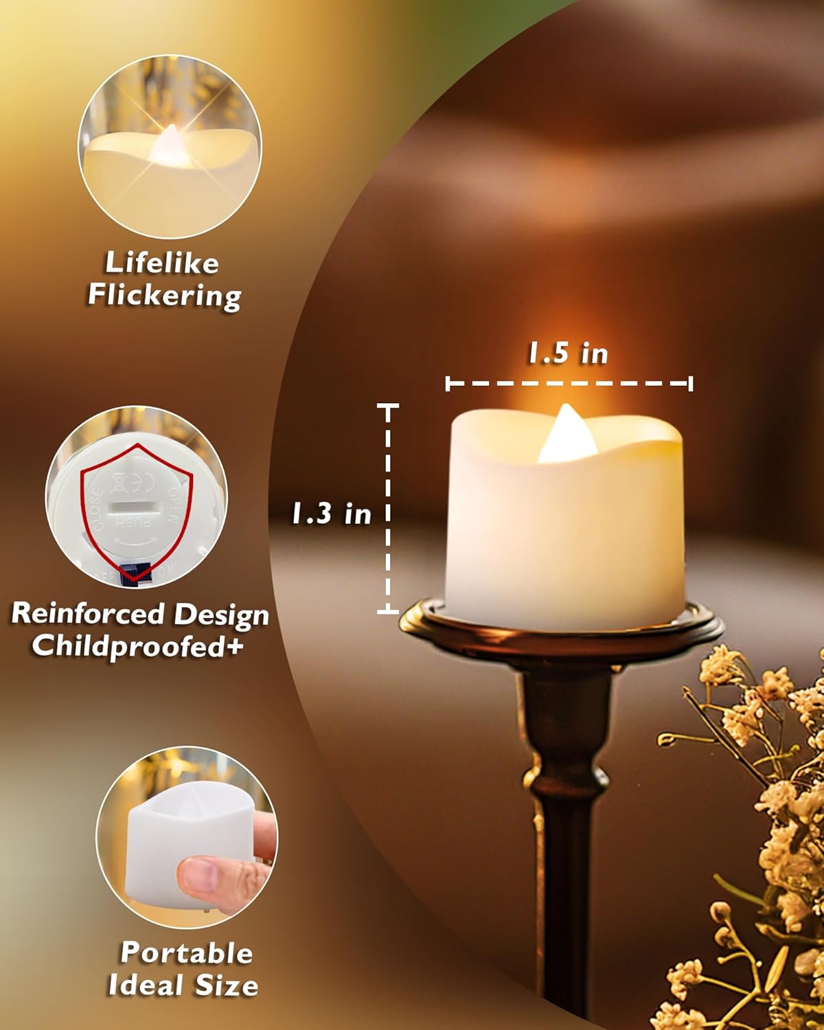 Homemory Timer Tea Lights Candles Battery Operated, 6H Timer Built-in, Auto On Daily, Flameless LED Tealight Votives for Table Centerpieces, Lantern, Holiday Decor, Warm Lamp, No Remote, 24-Pack