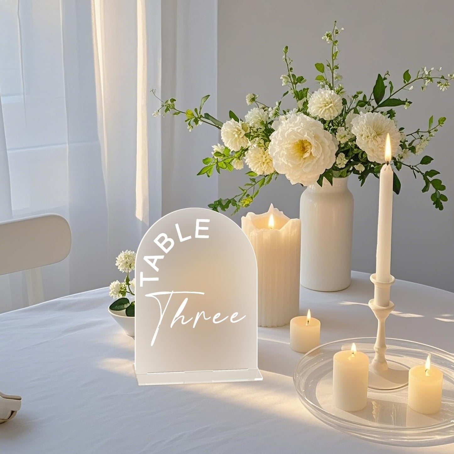 Frosted Arch Wedding Table Numbers 1-10 with Stands, 5x7 Inch Acrylic Arch Sign with Holder for Wedding Reception Table Centerpiece Decoration