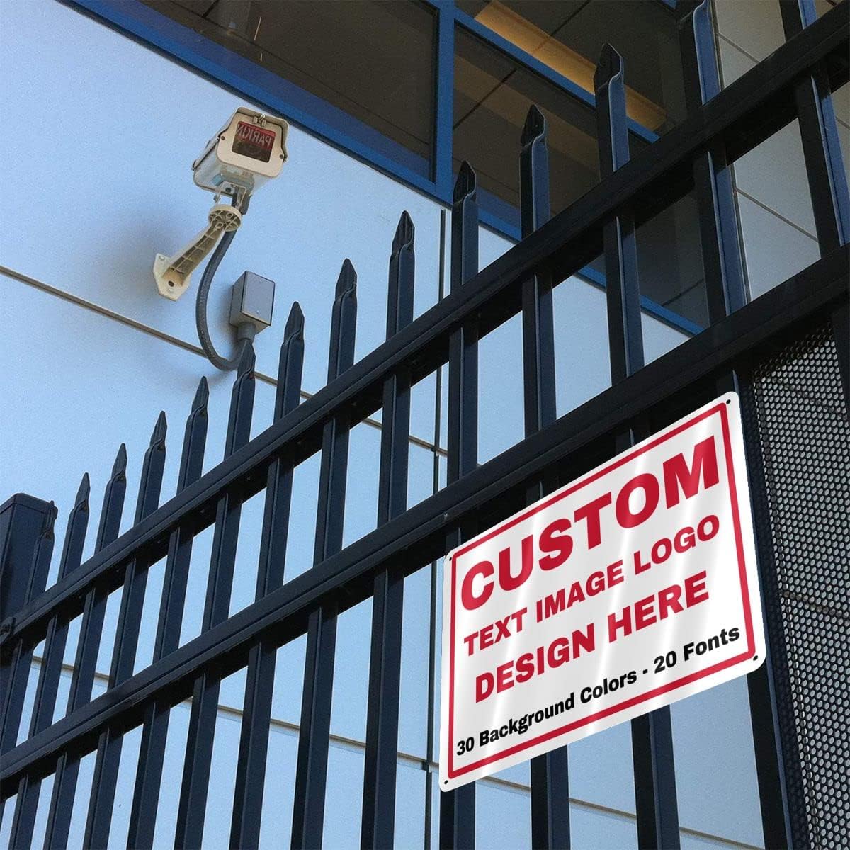 Custom Signs Outdoor Metal - 12 x 8 Personalized Aluminum Sign for Office, Home, Business, Decor, Customiz Customized Rust-Proof Sign (Red Text Box)