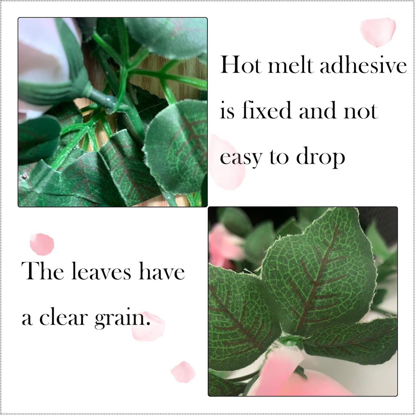 2 Pack Artificial Rose Vine Garland Fake Roses Flowers Plants Vines Hanging Floral Leaves Decoration for Wedding Party Table Garden Arch Wall Home Room Decor(Pink)