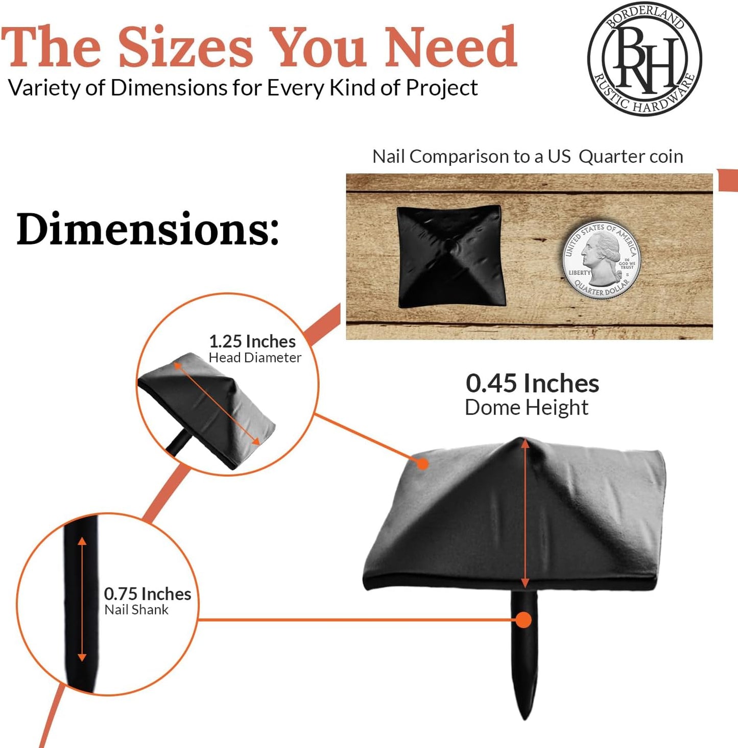 50 Pack 1.25" Square Head Iron Clavos Decorative Nails – Black – Handmade Rustic Square Fasteners for Farmhouse Shutters, Faux Wood Beams, Barn Doors, Shutters, and Gates – Ornamental Wood Accent