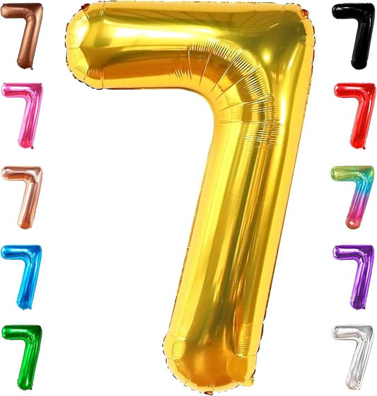 KatchOn, Giant Gold Number 7 Balloon - 40 Inch | 7th Birthday Balloon for 7th Birthday Decorations | 7 Balloons for Birthday | Seven Number | 7 Year Old Balloons for 7 Year Decorations