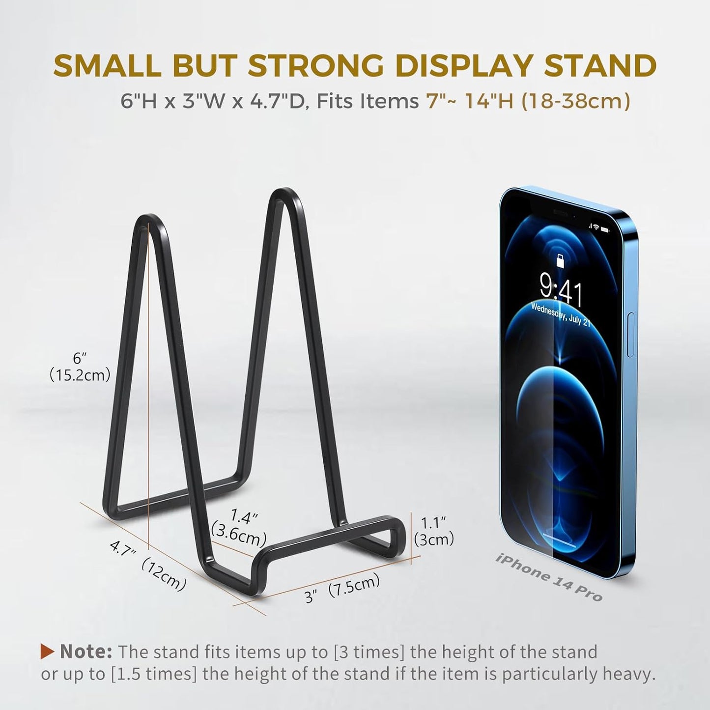 Plate Holder Easel Display Stand - 6 inch Metal Plate Stands for Display - Tabletop Picture Stand - Black Iron Easels for Display Pictures | Photo Frames | Book | Decorative Plates | Plaque - 2 Pack