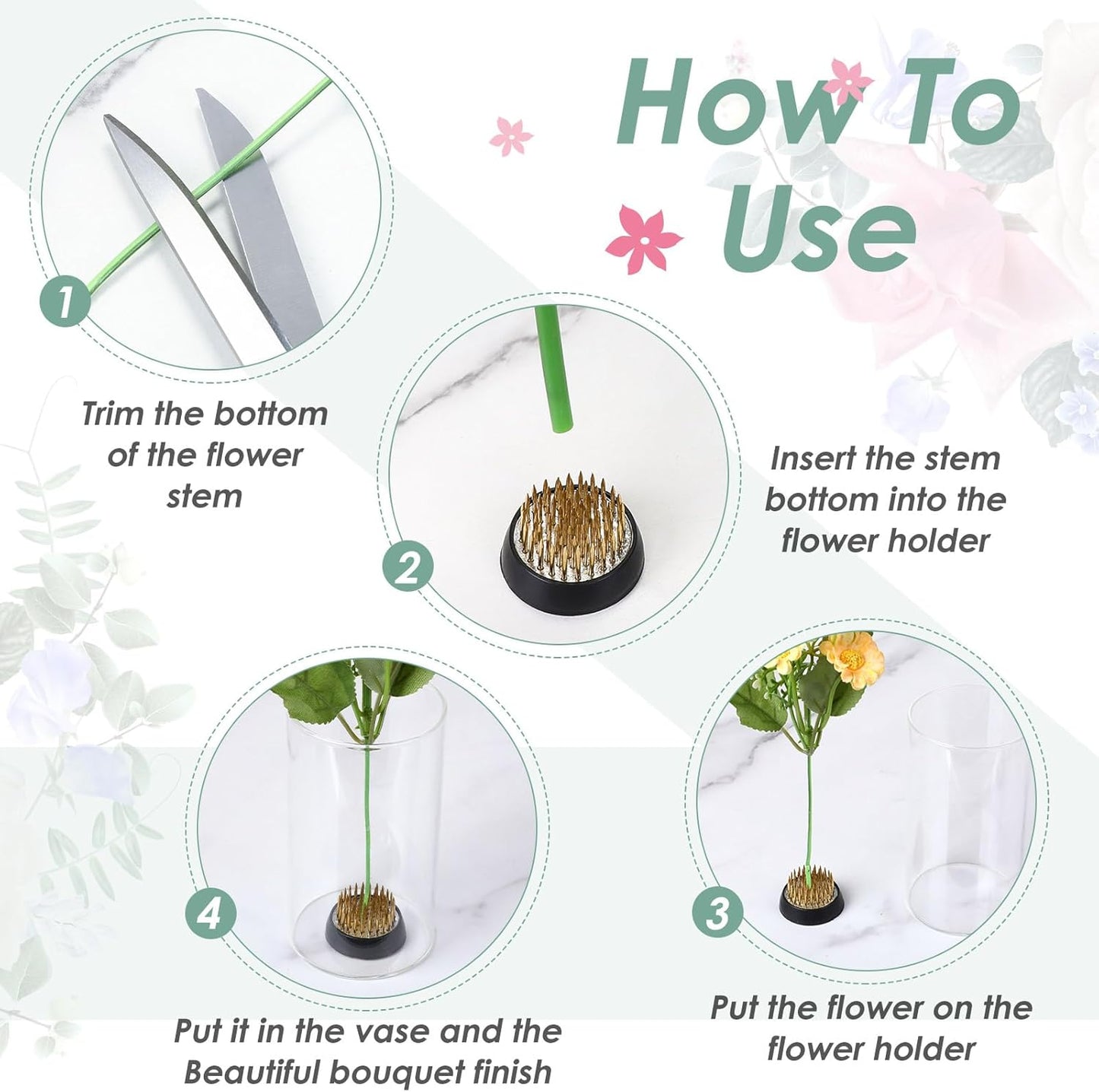 Kritkin 24 Pieces Flower Frogs Holder Mini Floral Round Flower Japanese Arranger Fixed Pin Holder for Arrangements Floral Plant Small Vase Ikebana Decoration Supplies Plant Fixation(1.34 Inch,Gold)