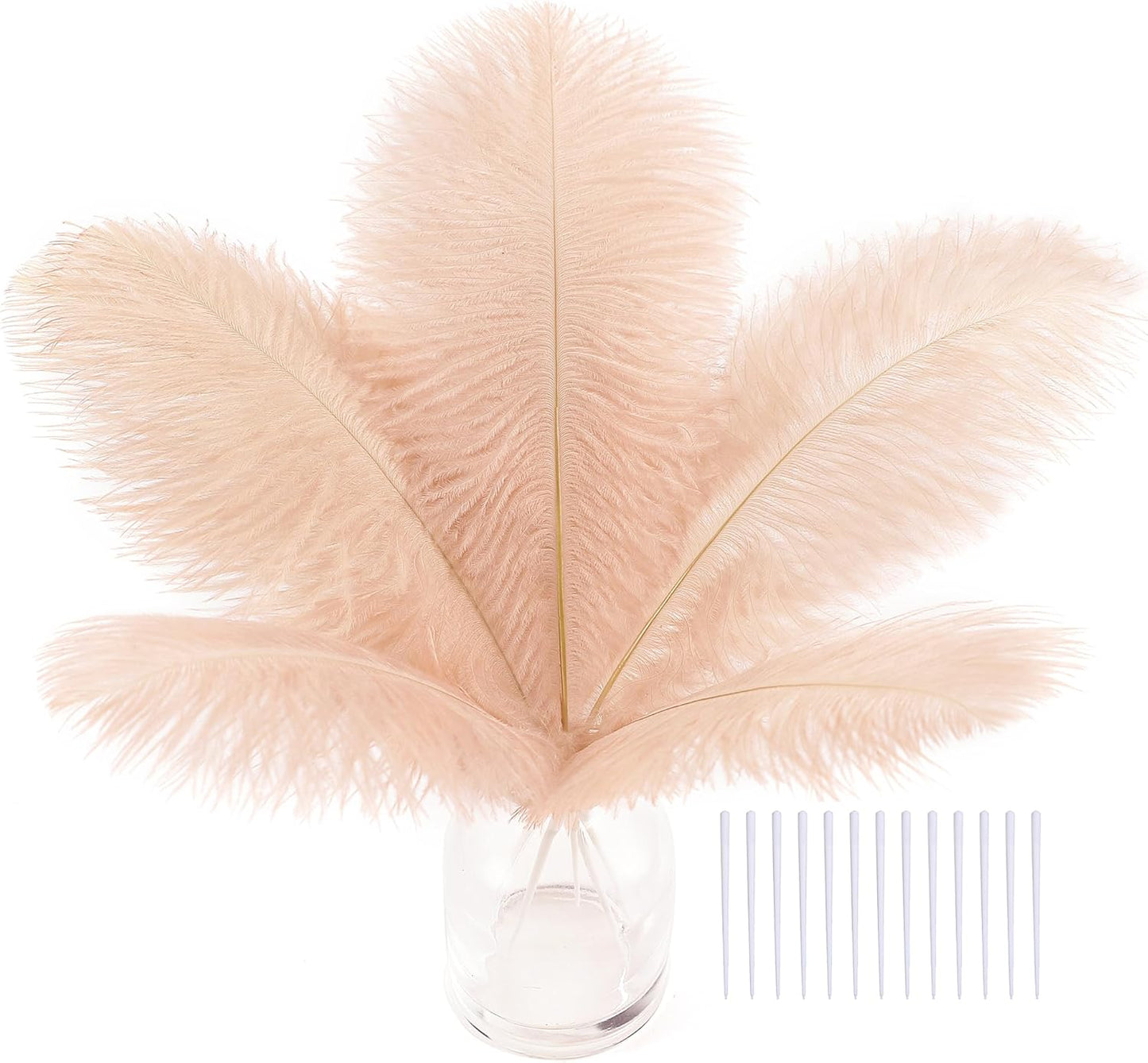 SOGUGOM Light Salmon Ostrich Feathers - 30PCS 8-10 inch Ostrich Feathers Kit for Centerpieces, Kindergarten Crafts, Dream Catchers and DIY Projects(Light Salmon)