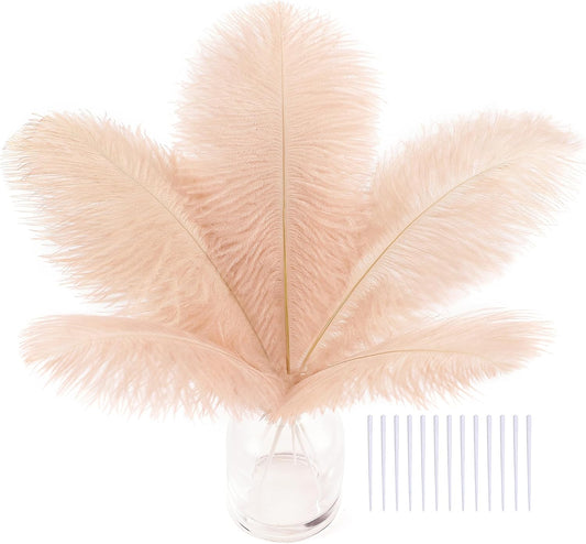 SOGUGOM Light Salmon Ostrich Feathers - 30PCS 6-8 inch Small Ostrich Feathers Kit for Wedding Decorations, Hats and DIY Projects(Light Salmon)