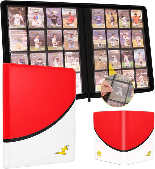 Premium 16-Card Binder 1000+ Card PU Cover Trading Card Album Compatible with MTG TCG Game Cards and Sports Cards Side Loading and Zipper Allow for Easy Collection