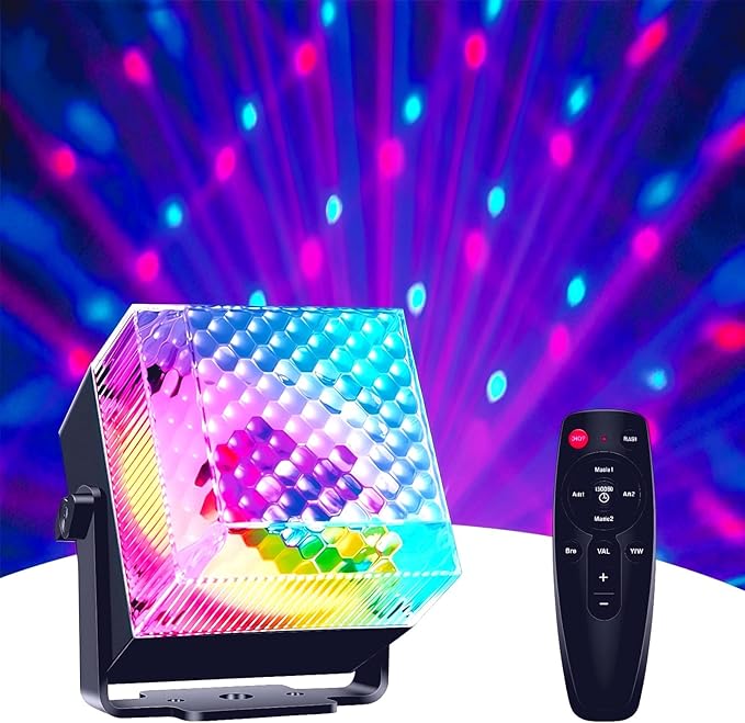 Disco Light Mini Party Lights Sound Activated LED 6 Colors Night Lighting with Remote Control Home Room Dance Parties Christmas Halloween Birthday