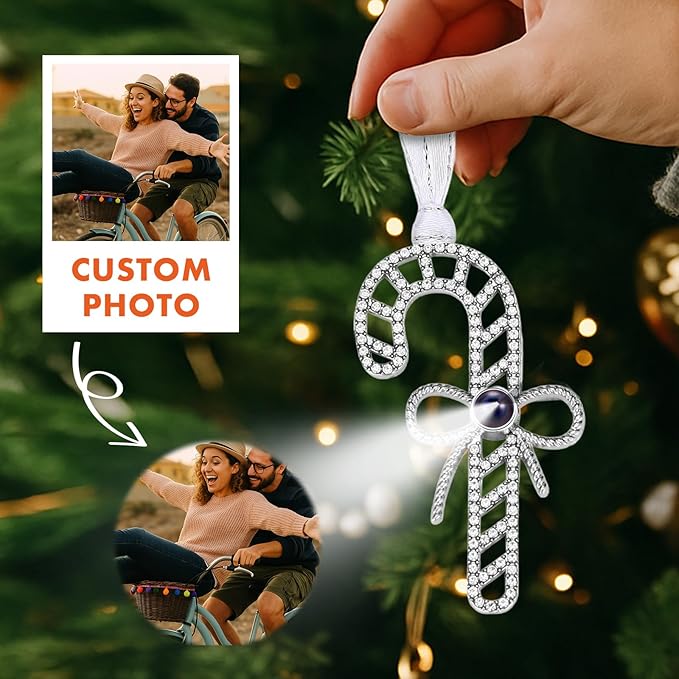 Custom Picture Ornaments, Personalized Christmas Ornaments with Photo Inside, Candy Ornament, Christmas Home Decor 2025 for Xmas Party, Memorial Christmas Ornament (Candy)