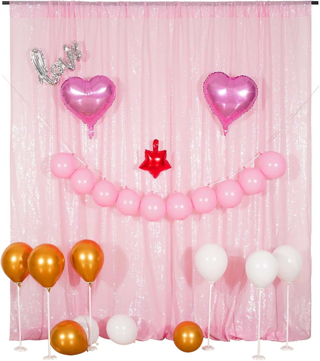 Poise3EHome Pink Sequin Backdrop,8FT x 10FT Sequin Photography Backdrop Curtain for Party Decoration
