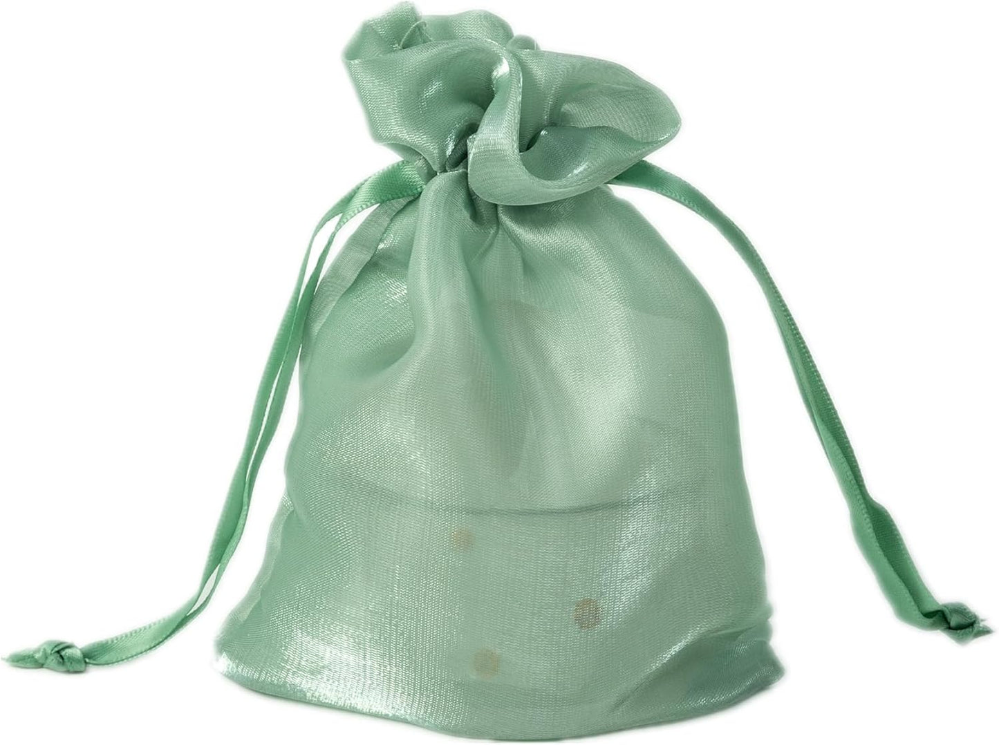 QIANF 20 Pcs Sage Green Small Organza Bags 4X6 inch for Wedding Favors with Drawstring, Mini Mesh Gift Bags Jewelry Pouch for Candy Bridal Shower Party Favor Baby Shower Christmas