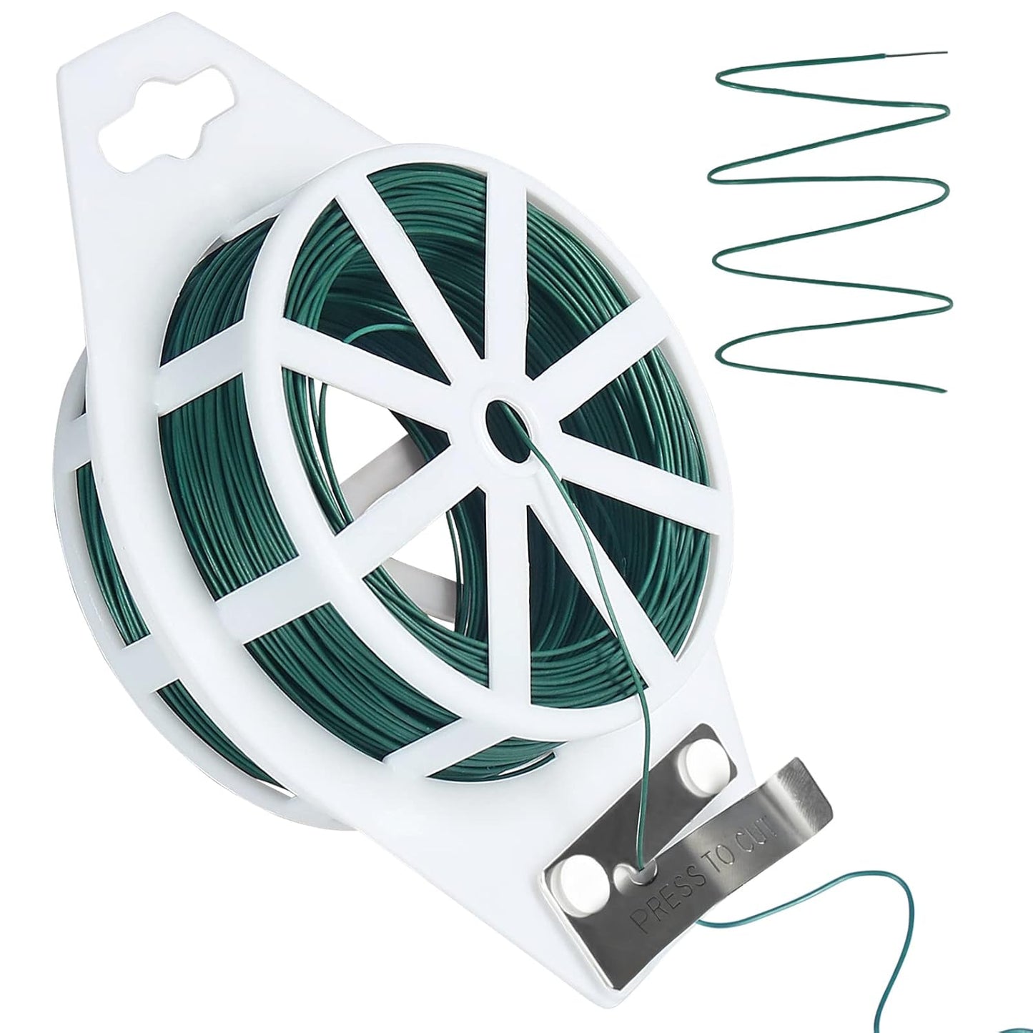 Tenn Well Green Floral Wire, 328 Feet 22 Gauge Soft Craft Florist Wire with Built-in Cutter for Flower Arrangements, Wreath Making, Christmas Ornaments, Gardening, Crafts