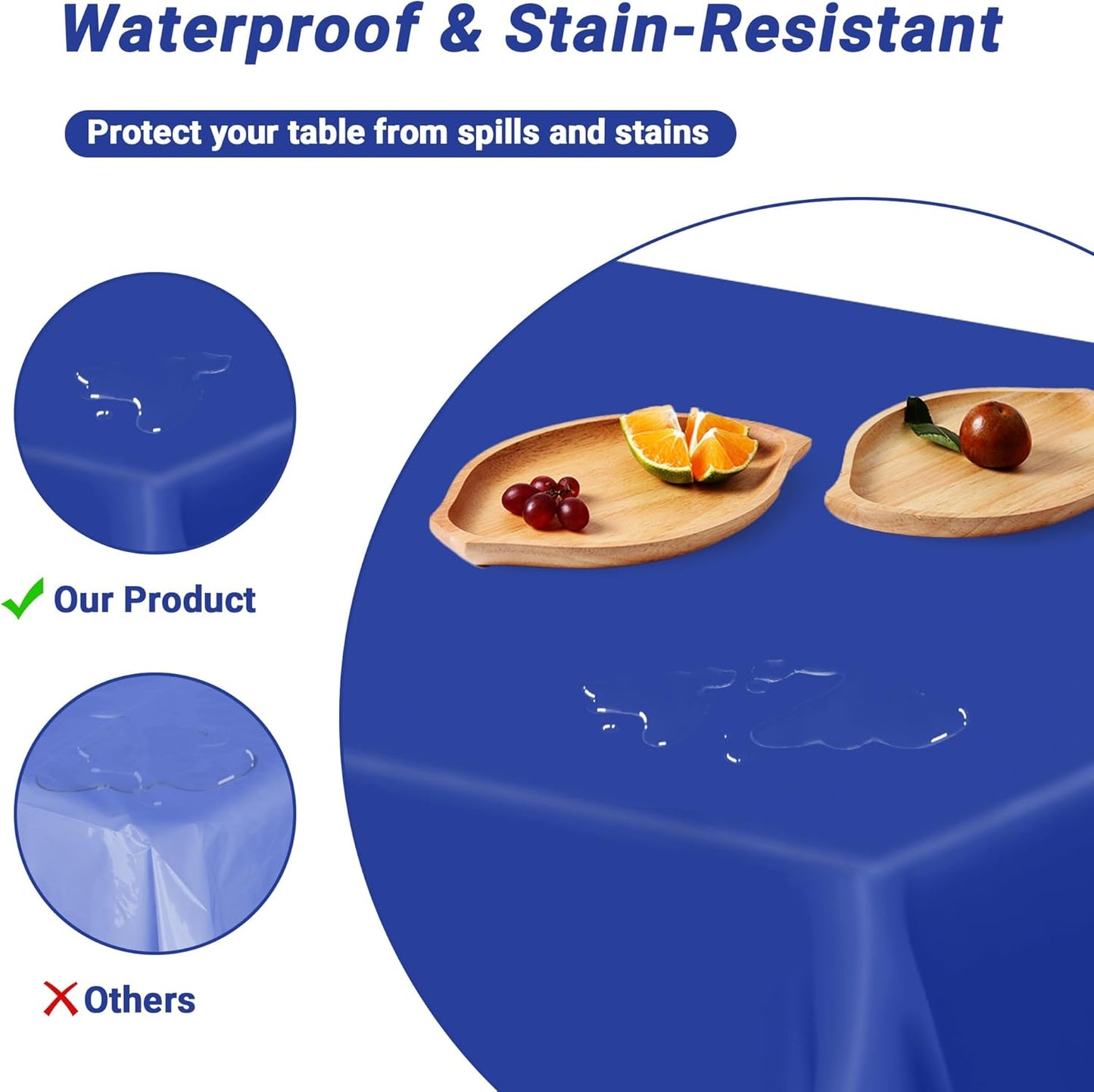 QZYL 4 PCS Blue Tablecloth, 54 x 108 Inches Plastic Table Cloth Disposable, Table Cloth for Parties, Picnic, Camping and Baby Shower Decorations, Leakproof Table Cover of Indoors Outdoors