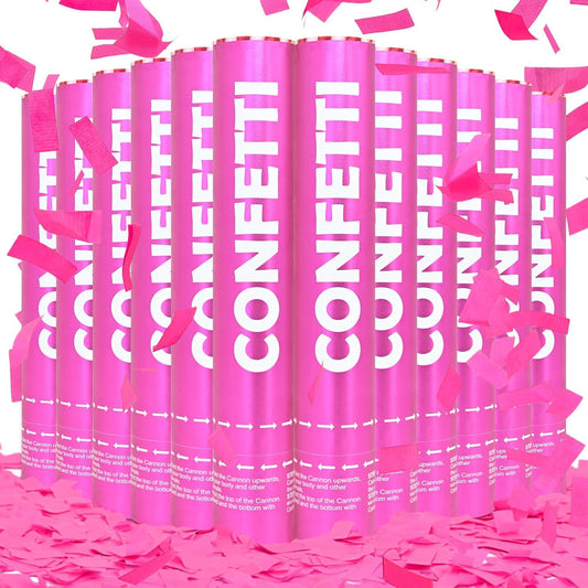 Confetti Cannon Pink Biodegradable Confetti Poppers 12Pack Party Poppers Confetti Shooters Pink Sticks for Wedding Graduation Engagement Anniversary Bridal Shower Valentines Day Birthday
