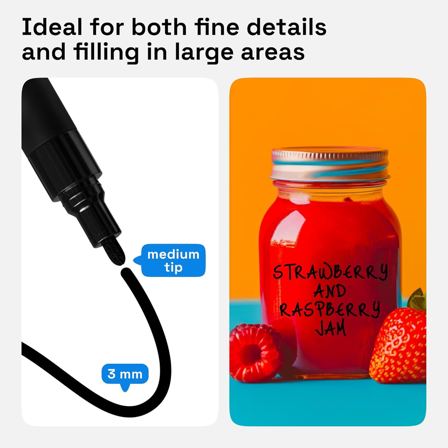 ARTISTRO 2 Black Permanent Marker - Waterproof Markers for Tire, Fabric, Rocks, Glass, Ceramic, Wood, Paper - Oil Based Paint Pens - Medium Tip 3mm