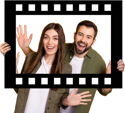 Upgraded 32 x 24 Inch Large Photo Booth Props Picture Frame Vintage Photo Frame Friends Selfie Props for Wedding Mexico Birthday Bachelorette Graduation Party Supplies (Filmstrip Style)