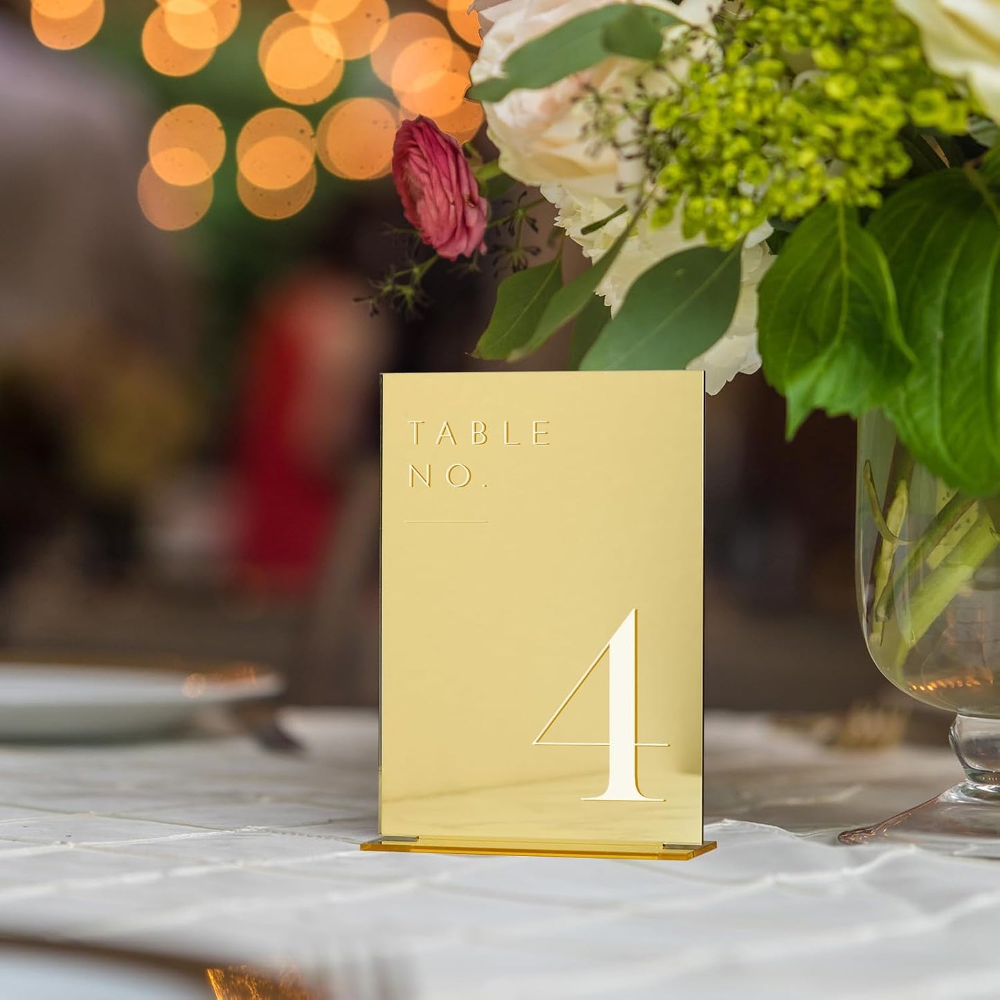 JINMURY Gold Wedding Table Numbers 1-25 with Stands, 5"x7" Gold Mirror Acrylic Table Numbers, Perfect for Wedding Reception, Party, Anniversary, Event