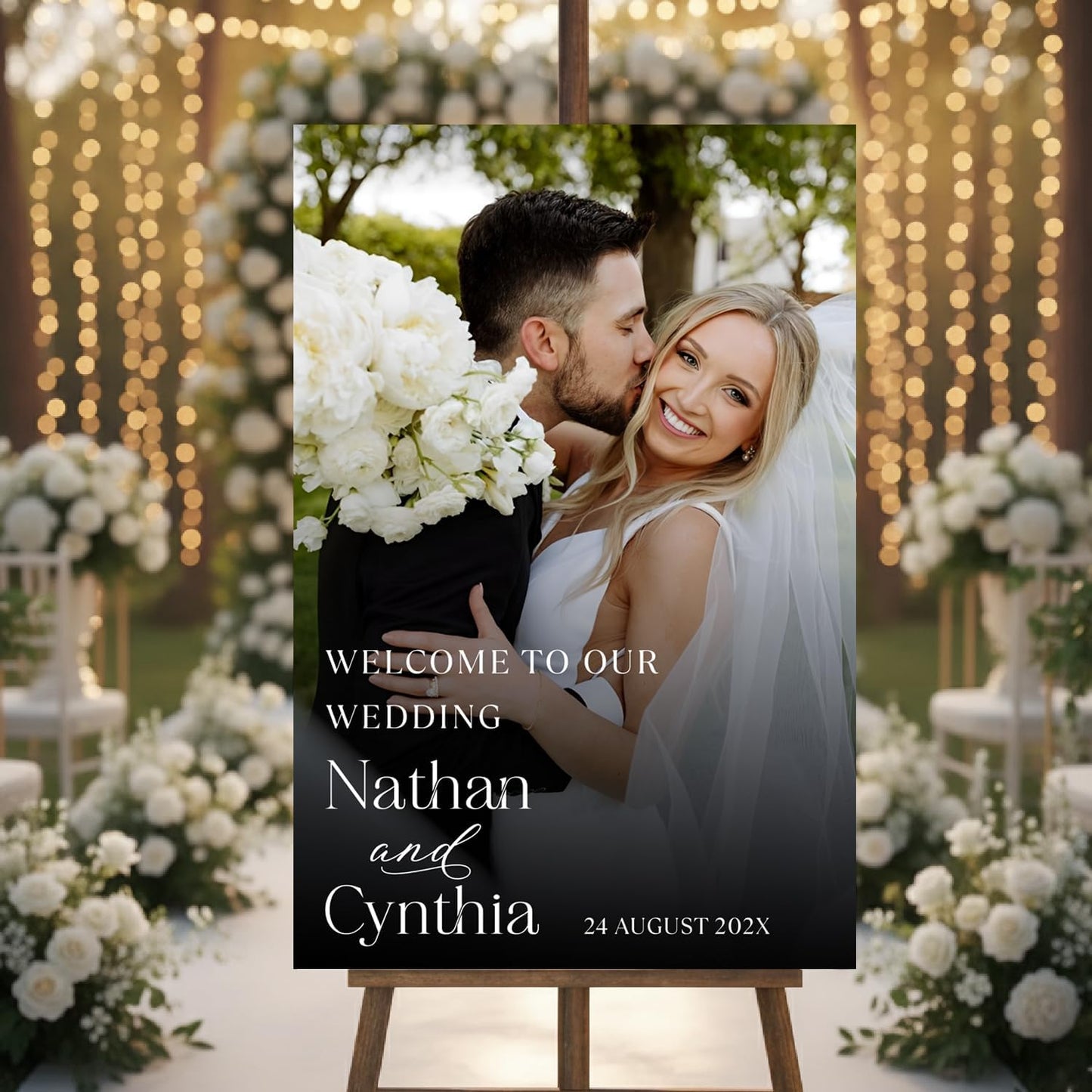 Personalized Wedding Photo Acrylic Welcome Sign – Custom Picture Board with Bride & Groom Names, Elegant Acrylic Wedding Reception Entrance or Ceremony Decoration, Indoor & Outdoor Keepsake Gift #15