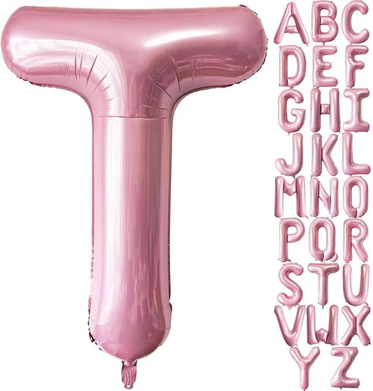 Pink Letter T Balloons, 40 Inch Pastel Pink Letter Balloons T Foil Mylar Helium Pink Letter Balloons for Birthday Party Supplies Anniversary Event Celebration Decorations Alphabet Pink T