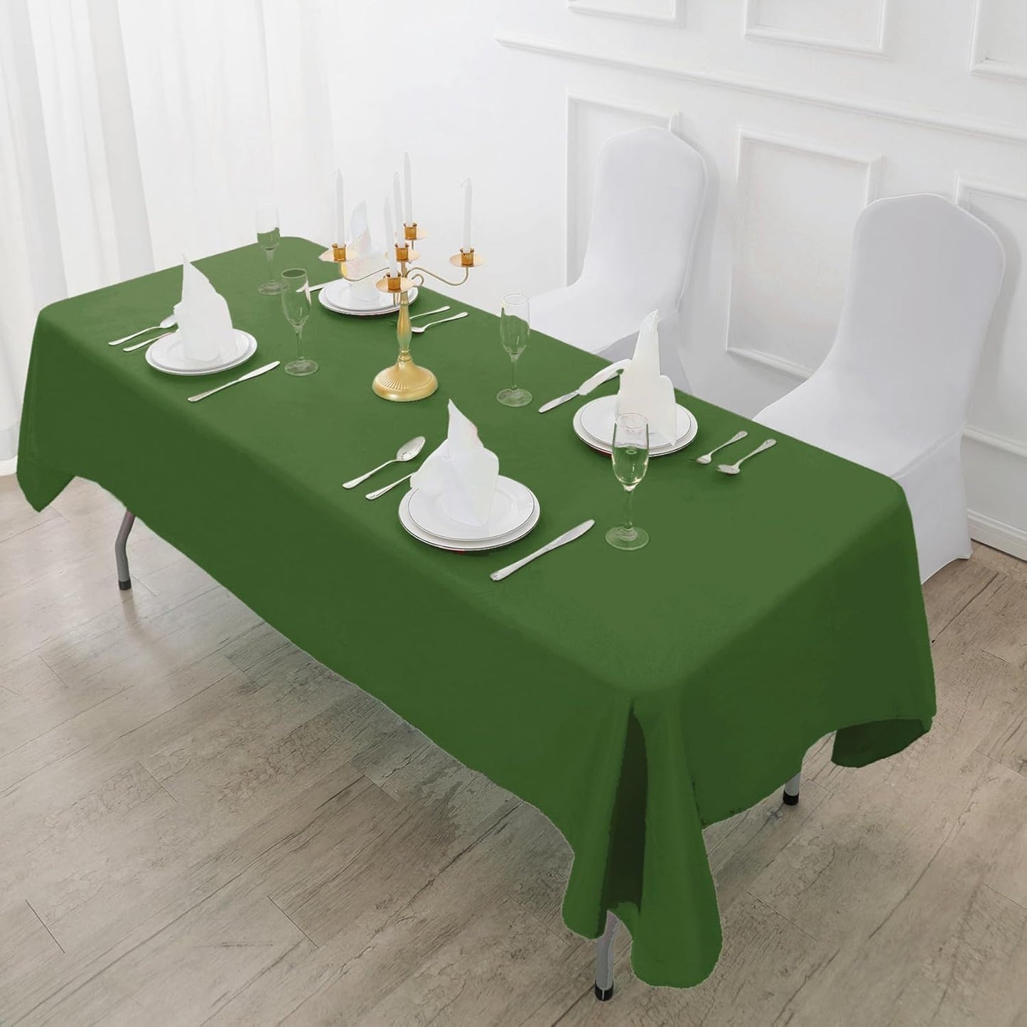 Fokitut 2 Pack Waterproof Rectangle Tablecloth, 90x132 Inch,Stain Resistant and Wrinkle Polyester Table Cloth, Fabric Table Cover for Kitchen Dining, Wedding, Party, Holiday Dinner-Willow