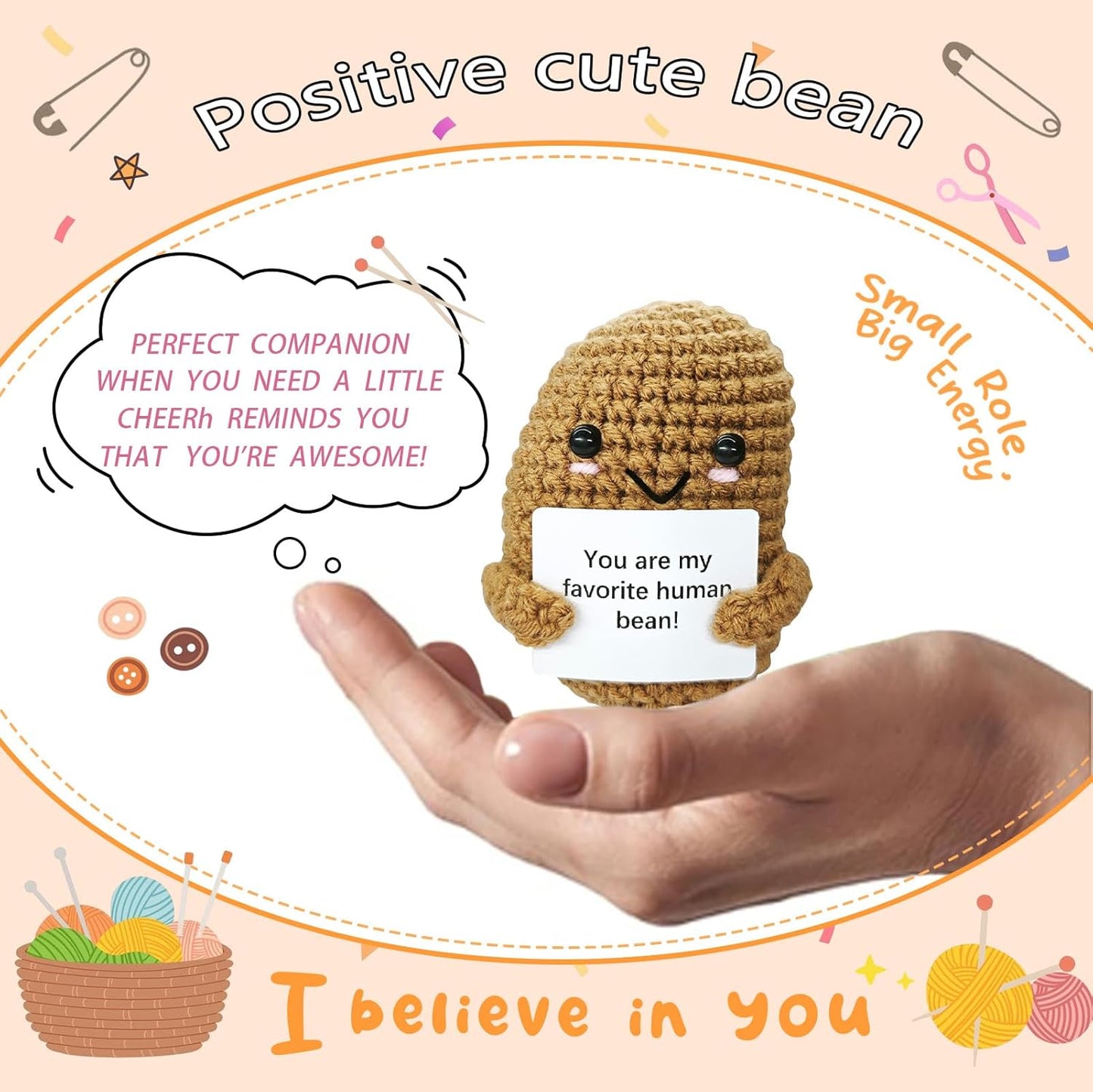 Funny Handmade Coffee Bean Gift-Unique Cute Presents for Women & Men,Emotional Cheer Support,Birthday Gifts for Her/Him,Friends,Coworkers,Family