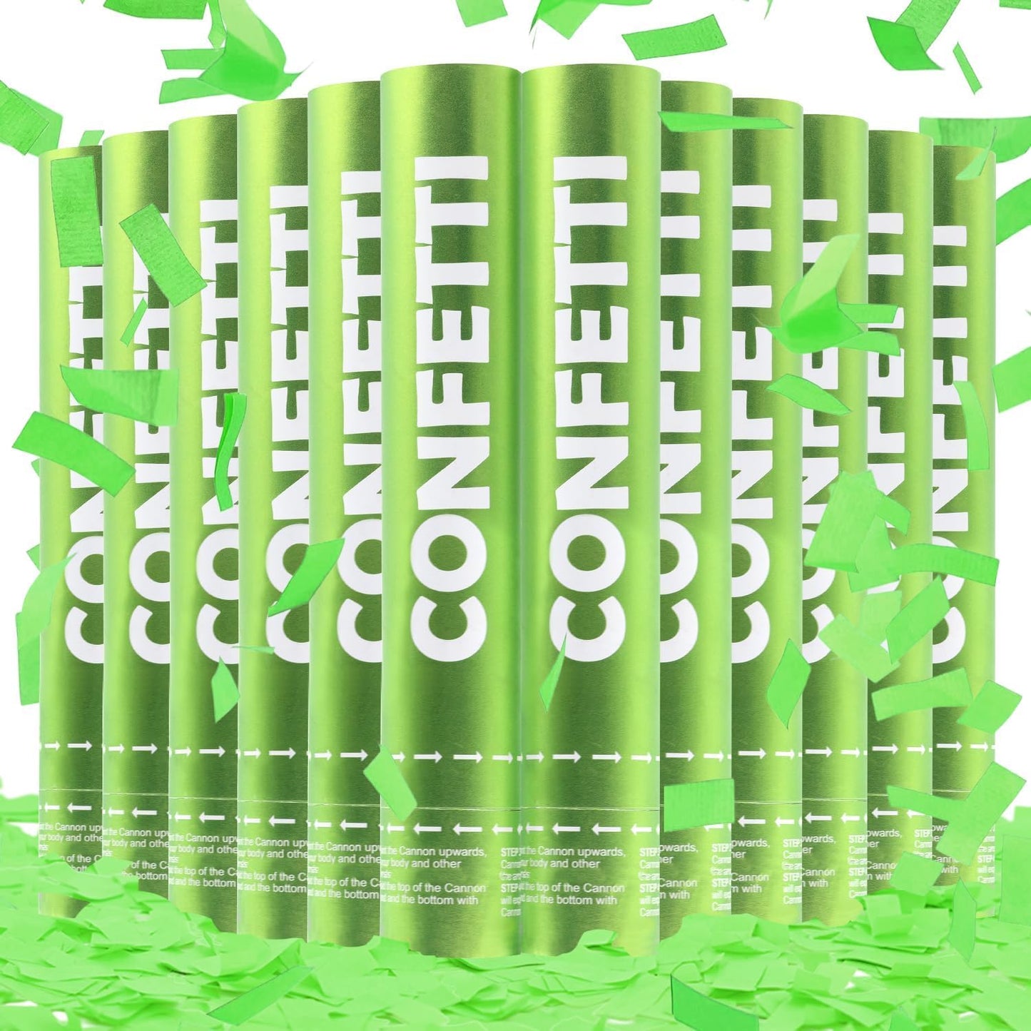 Confetti Cannon Green Biodegradable Confetti Poppers 12Pack Party Poppers Confetti Shooters Green Sticks for Wedding Graduation Engagement Anniversary Bridal Shower Valentines Day Birthday