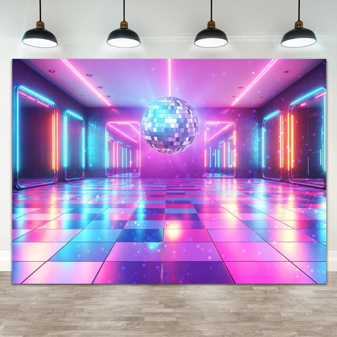 Disco Decorations Backdrop, Retro Glow Party 70s 80s 90s Theme Stage Dance Background Disco Party Decoration, Polyester Banner PartyBackdrop for Birthday Prom Portrait Photo Props 6x4FT